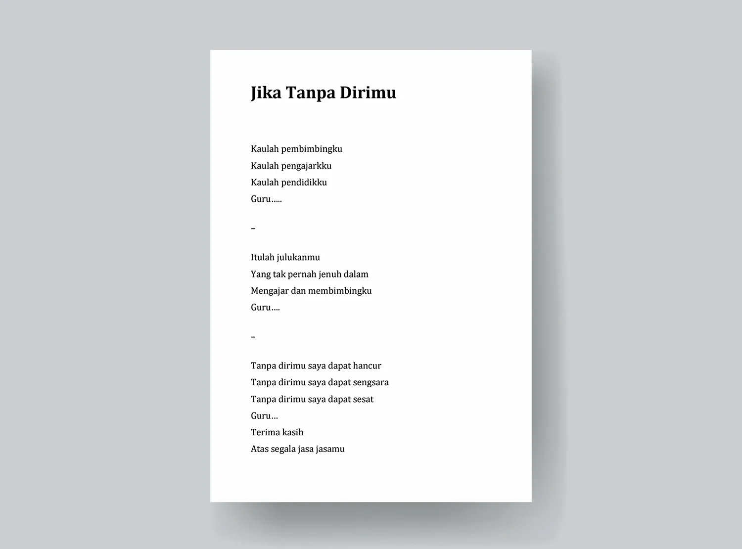 1. Puisi Guru - Jika Tanpa Dirimu