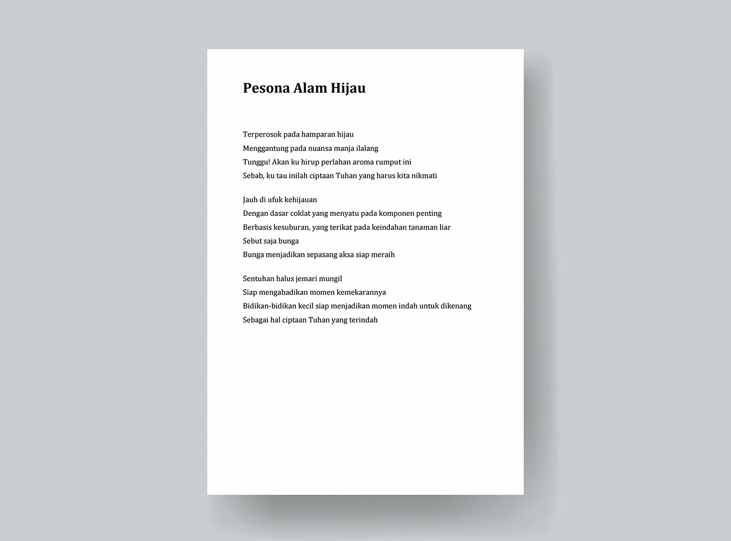 1. Puisi Pesona Alam Hijau