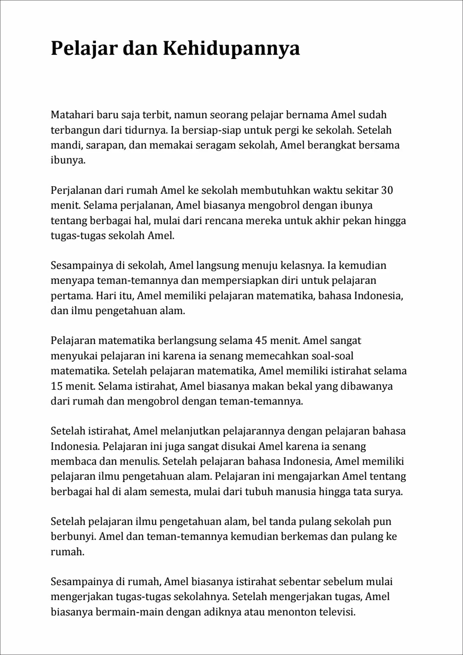13. Cerpen Kehidupan - Pelajar dan Kehidupannya