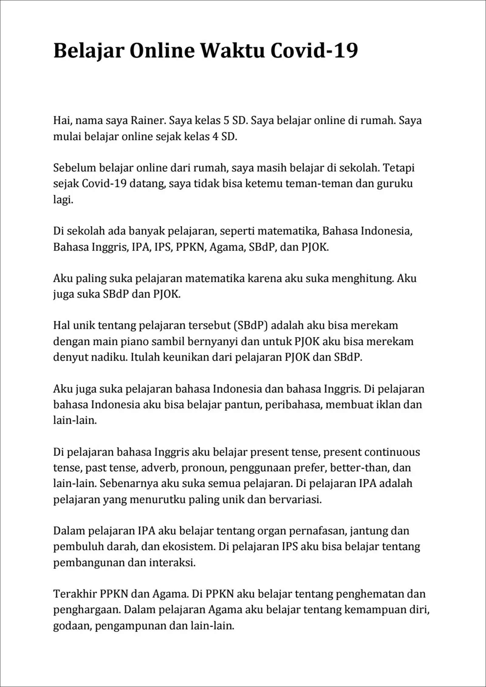 15. Cerpen Kehidupan - Belajar Online Waktu Covid-19