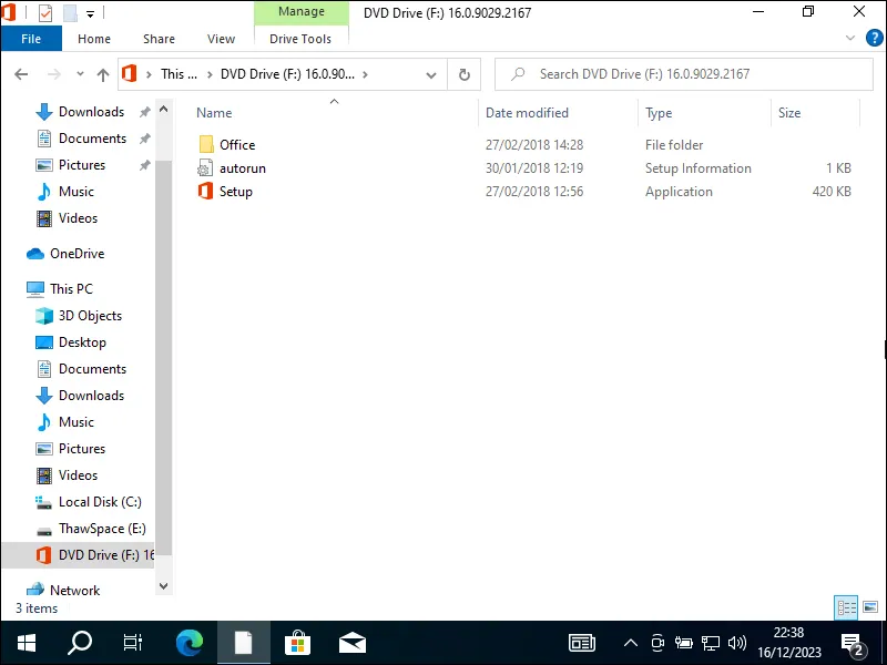 2-3. Hasil mounting installer Microsoft Office 2016