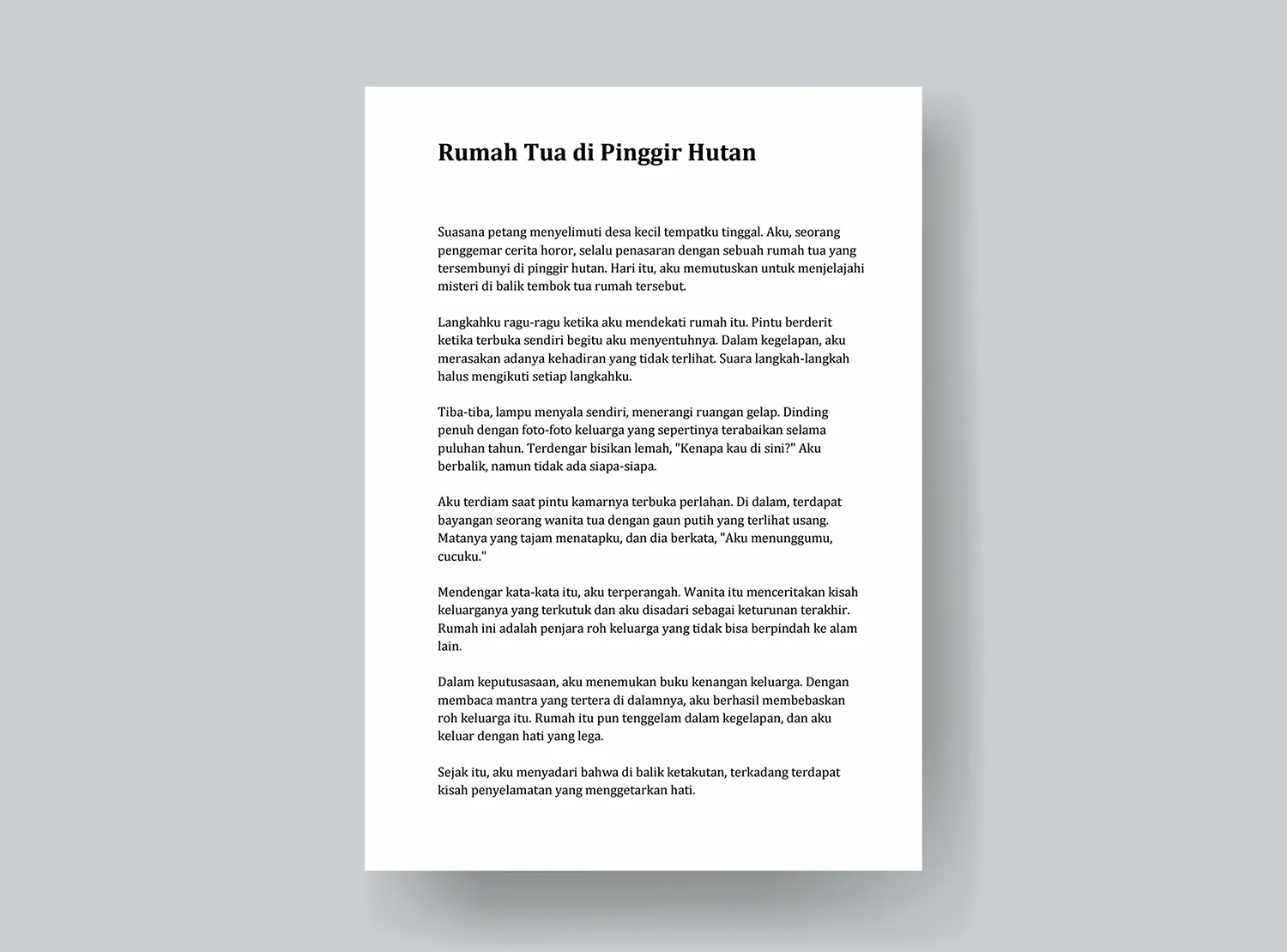 2. Contoh Cerpen Tentang Diri Sendiri Tema Horor