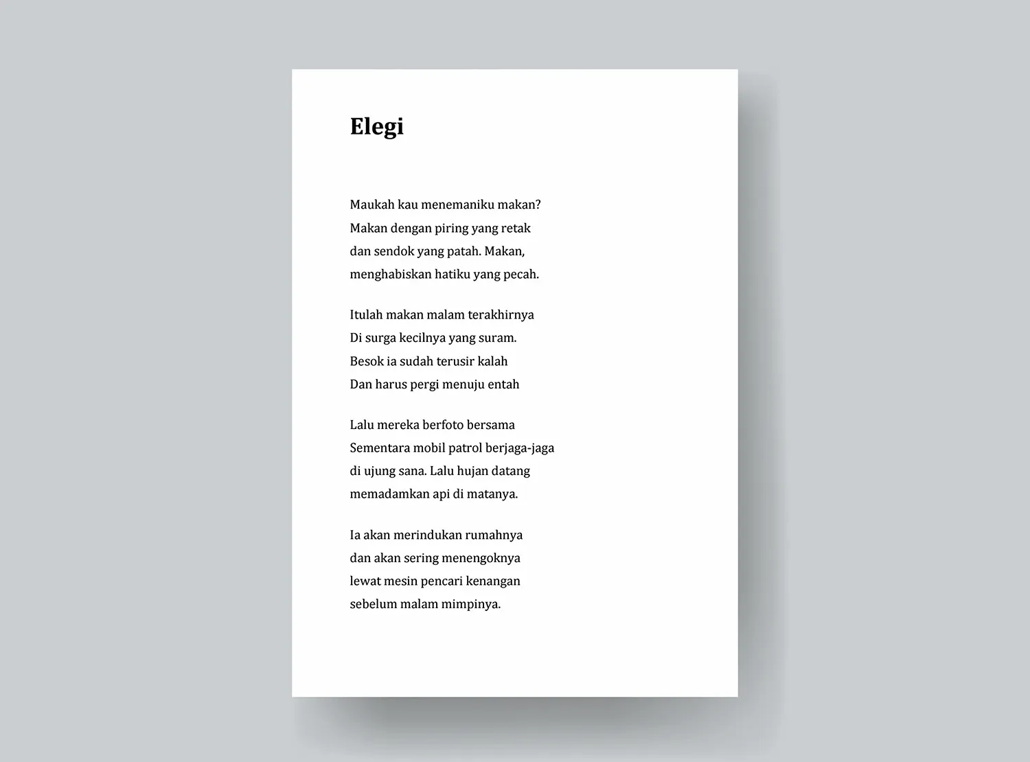 2. Contoh Puisi Tentang Kesedihan - Elegi