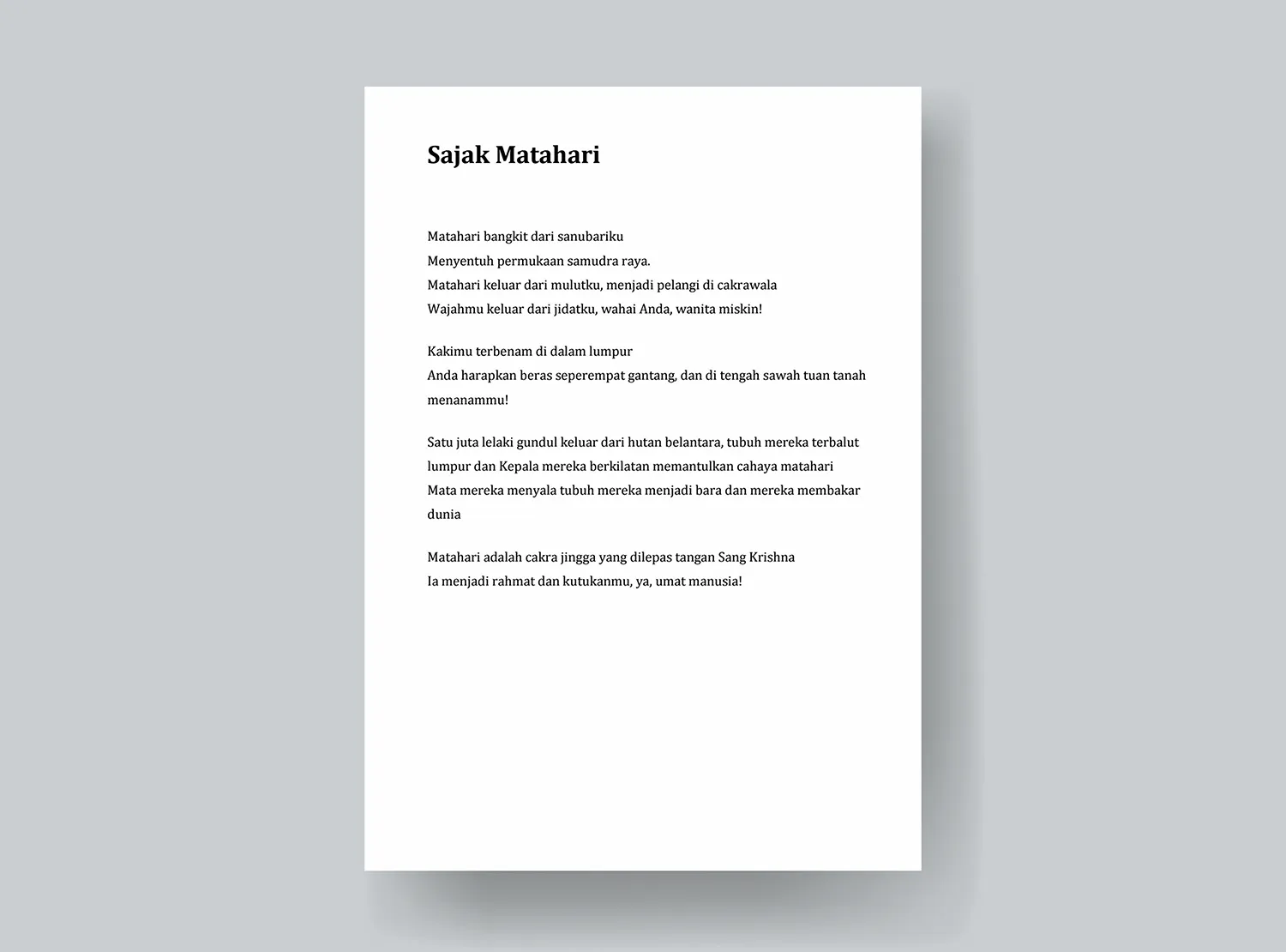 2. Puisi Alam Sajak Matahari