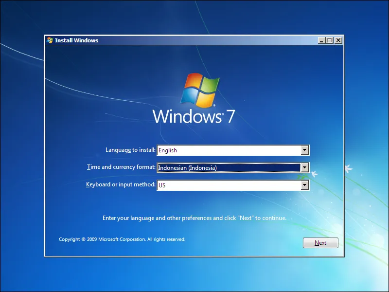 2. Tampilan awal proses instalasi Windows 7