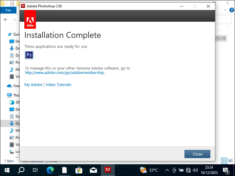 3-12. Instalasi Adobe Photoshop CS6 selesai