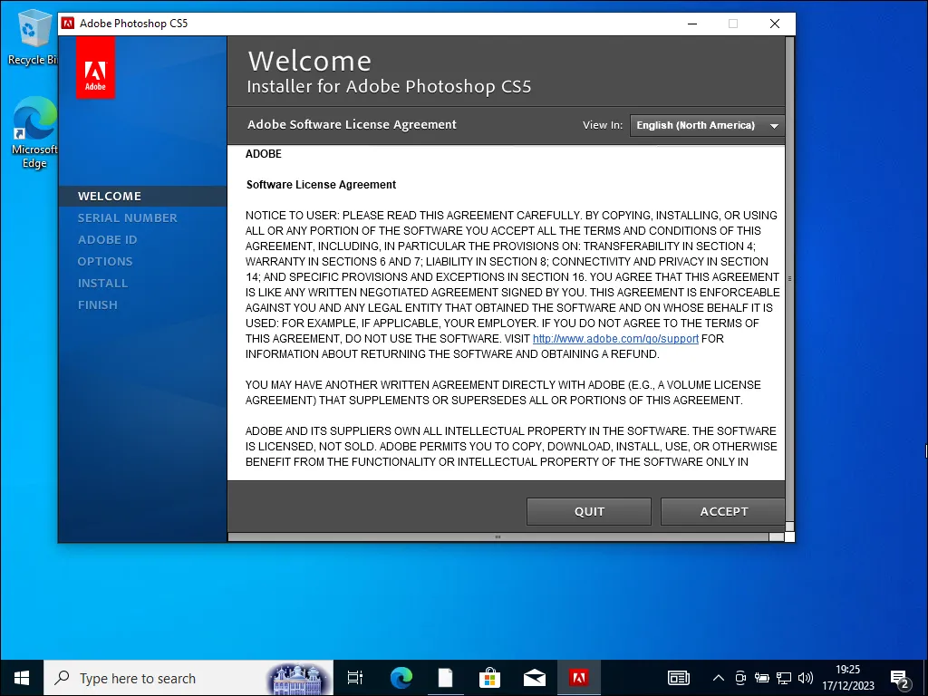 3-3. Persetujuan lisensi Adobe Photoshop CS5