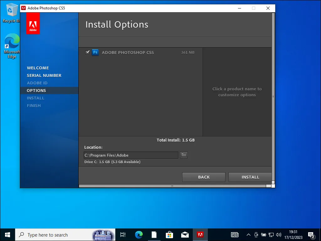 3-5. Lokasi Penyimpanan instalasi Adobe Photoshop CS5