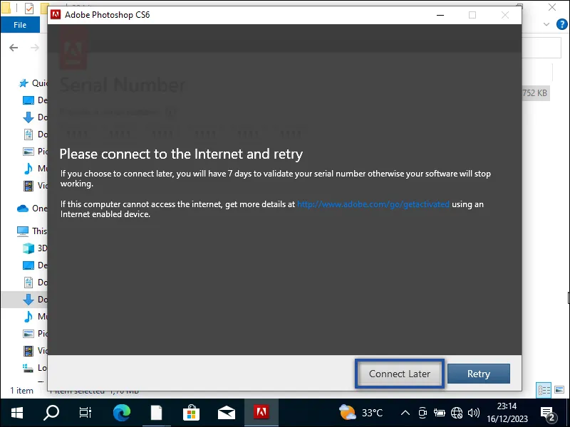 3-6. Koneksi internet Adobe Photoshop CS6