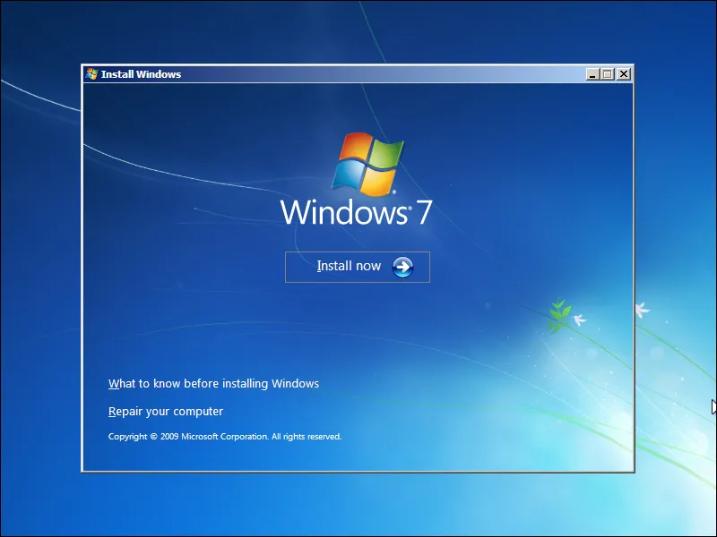 3. Kotak dialog memulai proses instalasi Windows 7