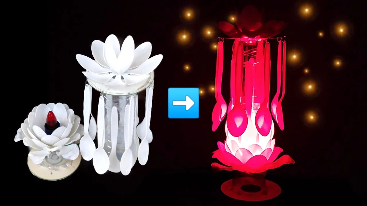 3. Lampu hias dari sendok plastik bekas