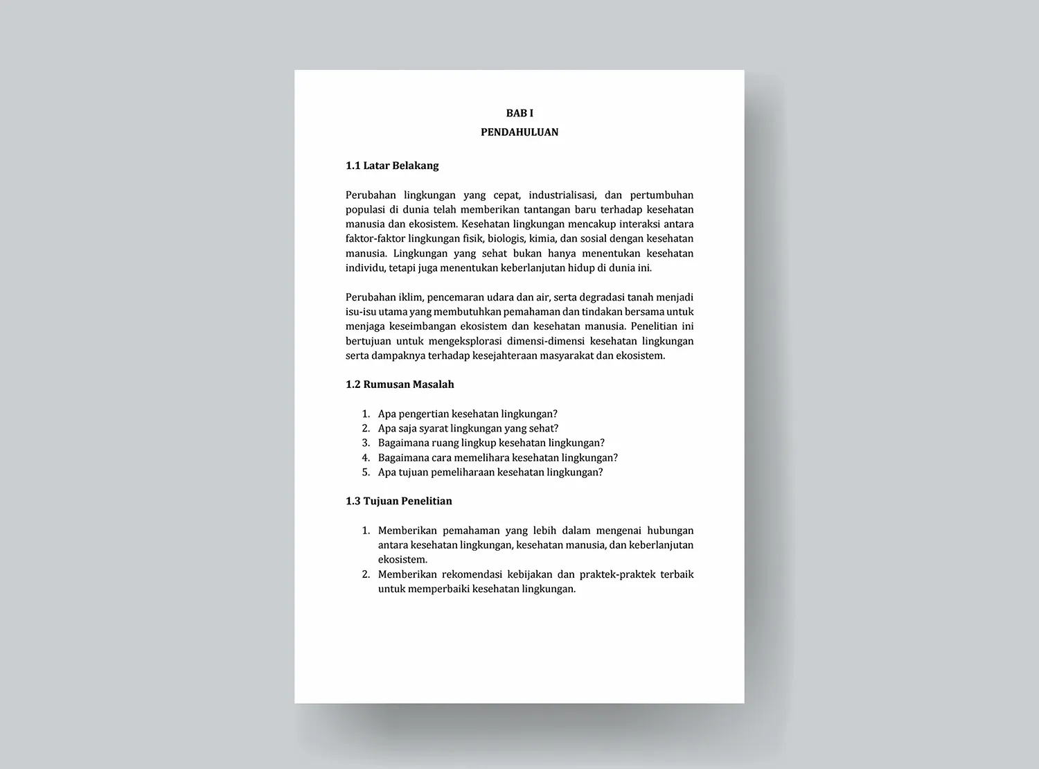 3. Makalah Penelitian Tentang Kesehatan Lingkungan