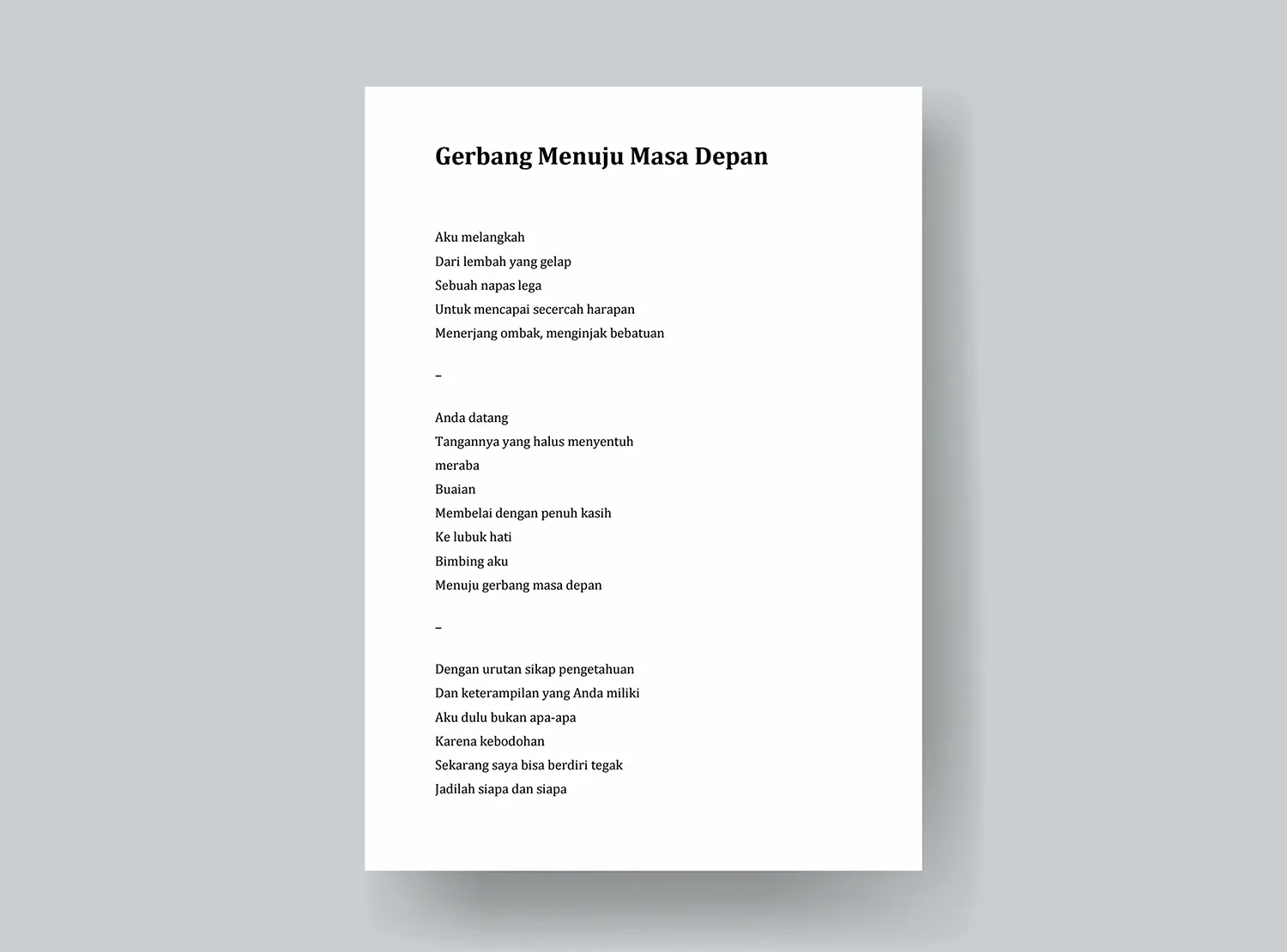 3. Puisi Guru - Gerbang Menuju Masa Depan