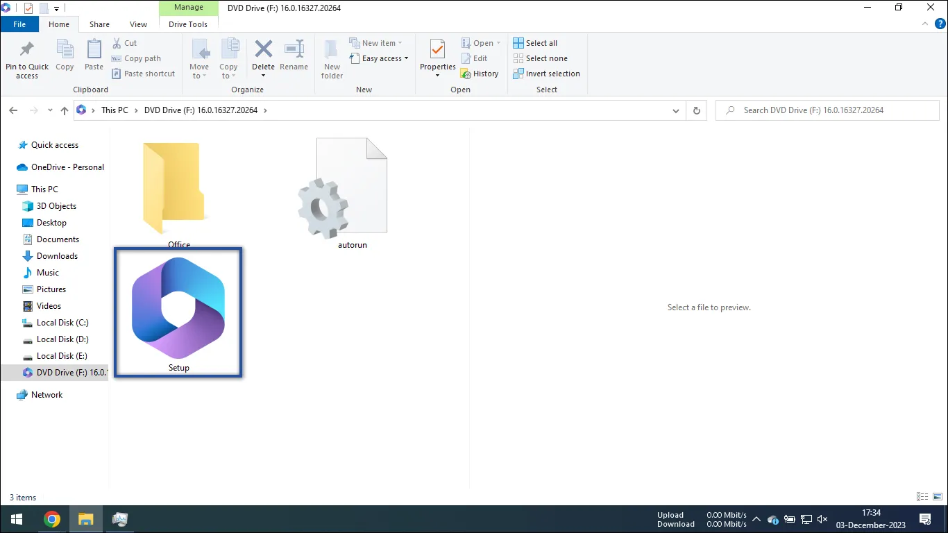 4. Klik Setup installer Microsoft Office 2021