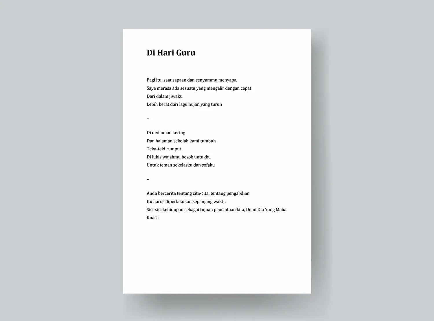 4. Puisi Di Hari Guru