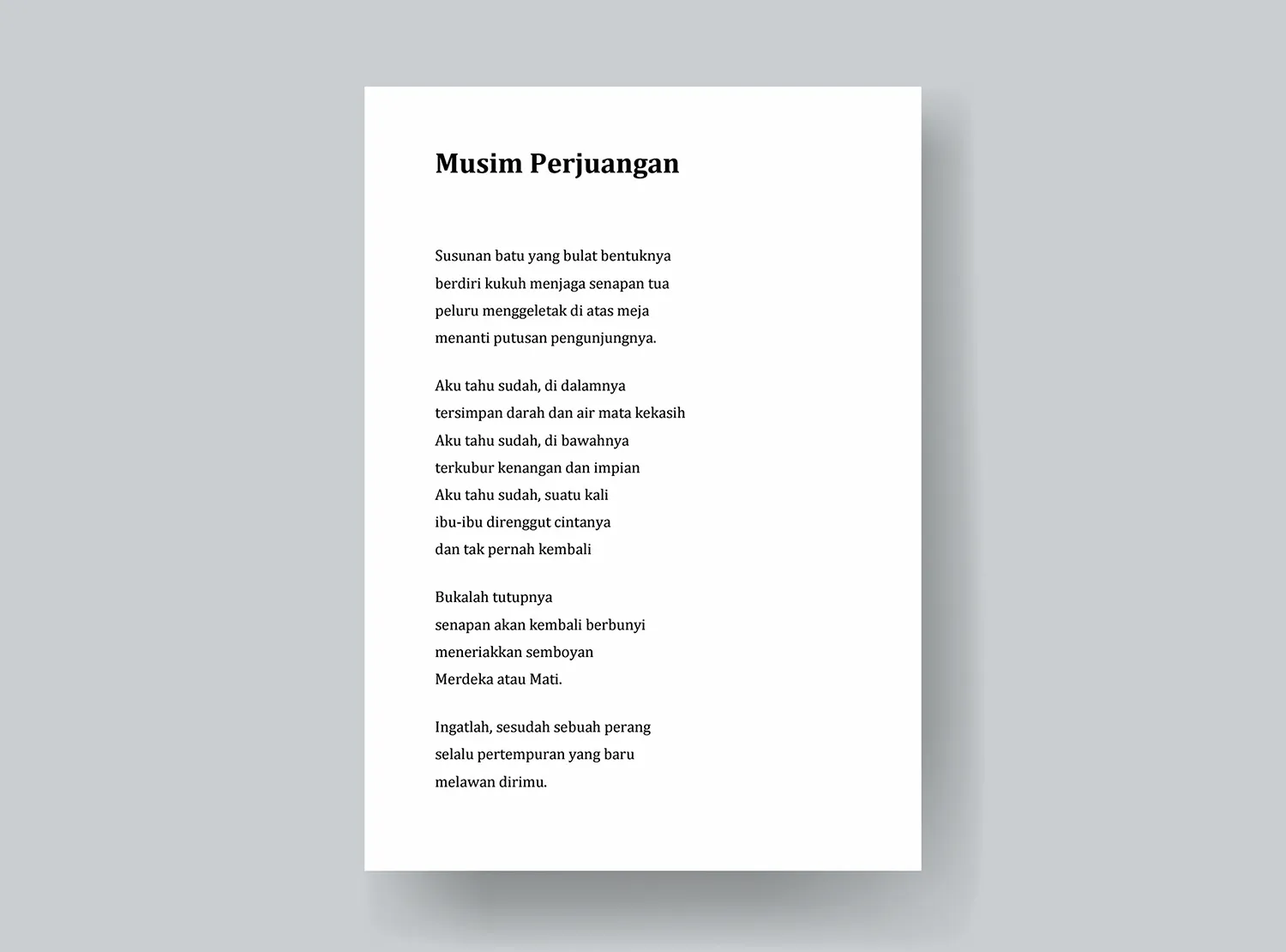 5. Contoh Puisi Tentang Perjuangan - Musim Perjuangan