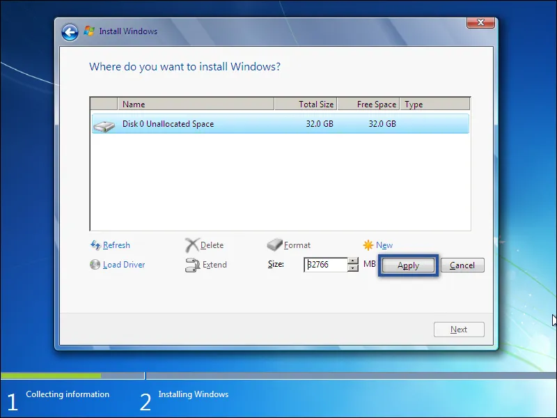 6-3. Membuat partisi hard disk baru.