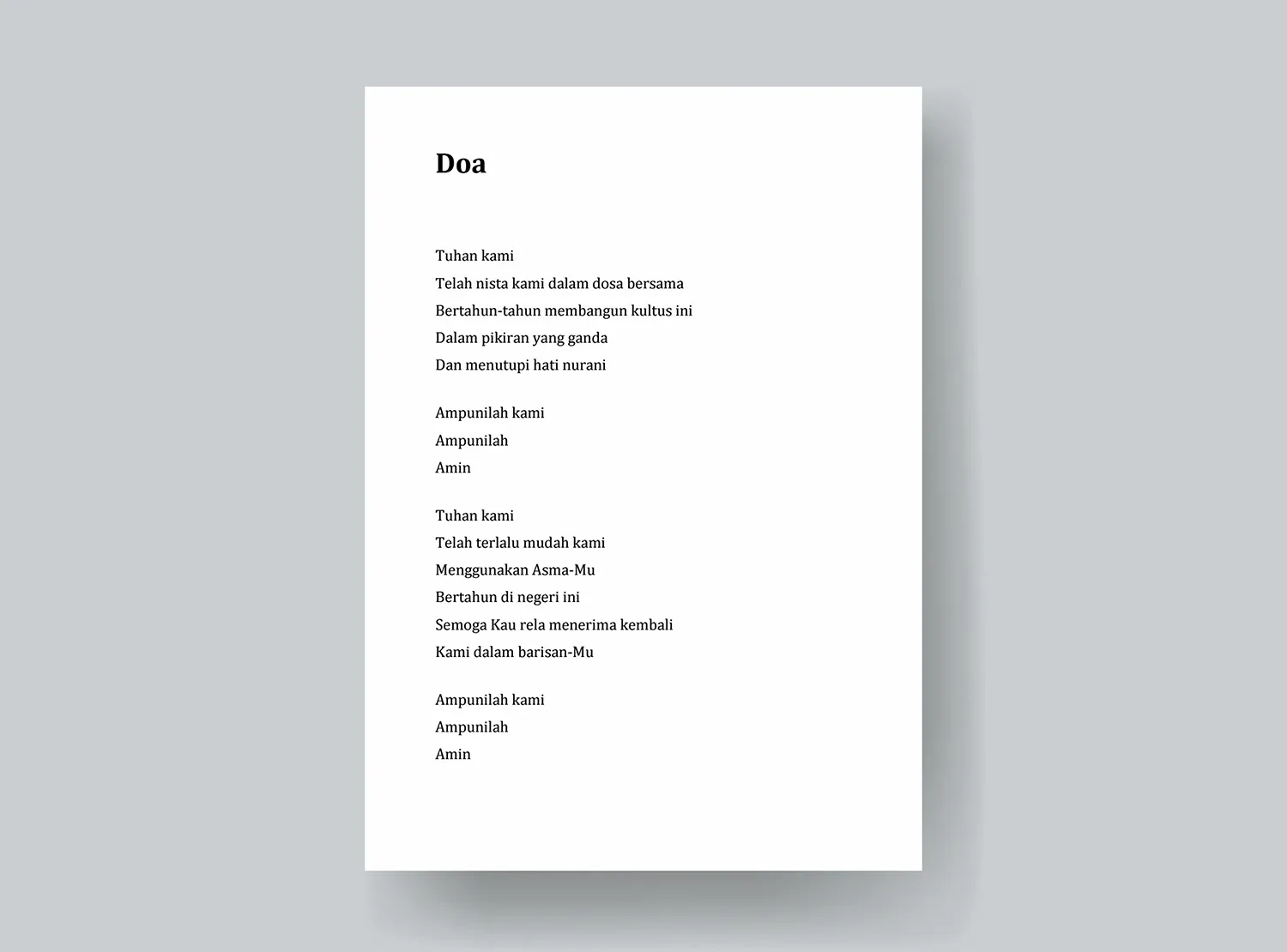 6. Contoh Puisi Tentang Keagamaan - Doa