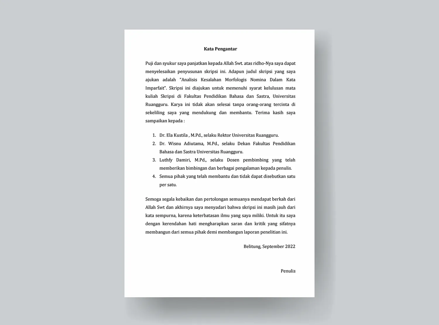 Contoh Kata Pengantar Proposal Skrisi