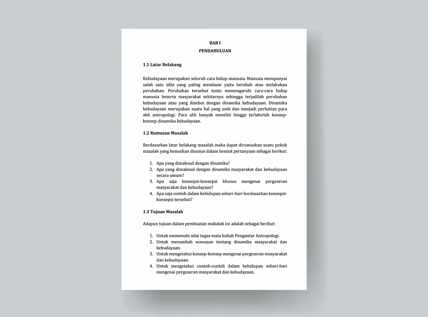 Contoh Makalah Dinamika Masyarakat dan Kebudayaan