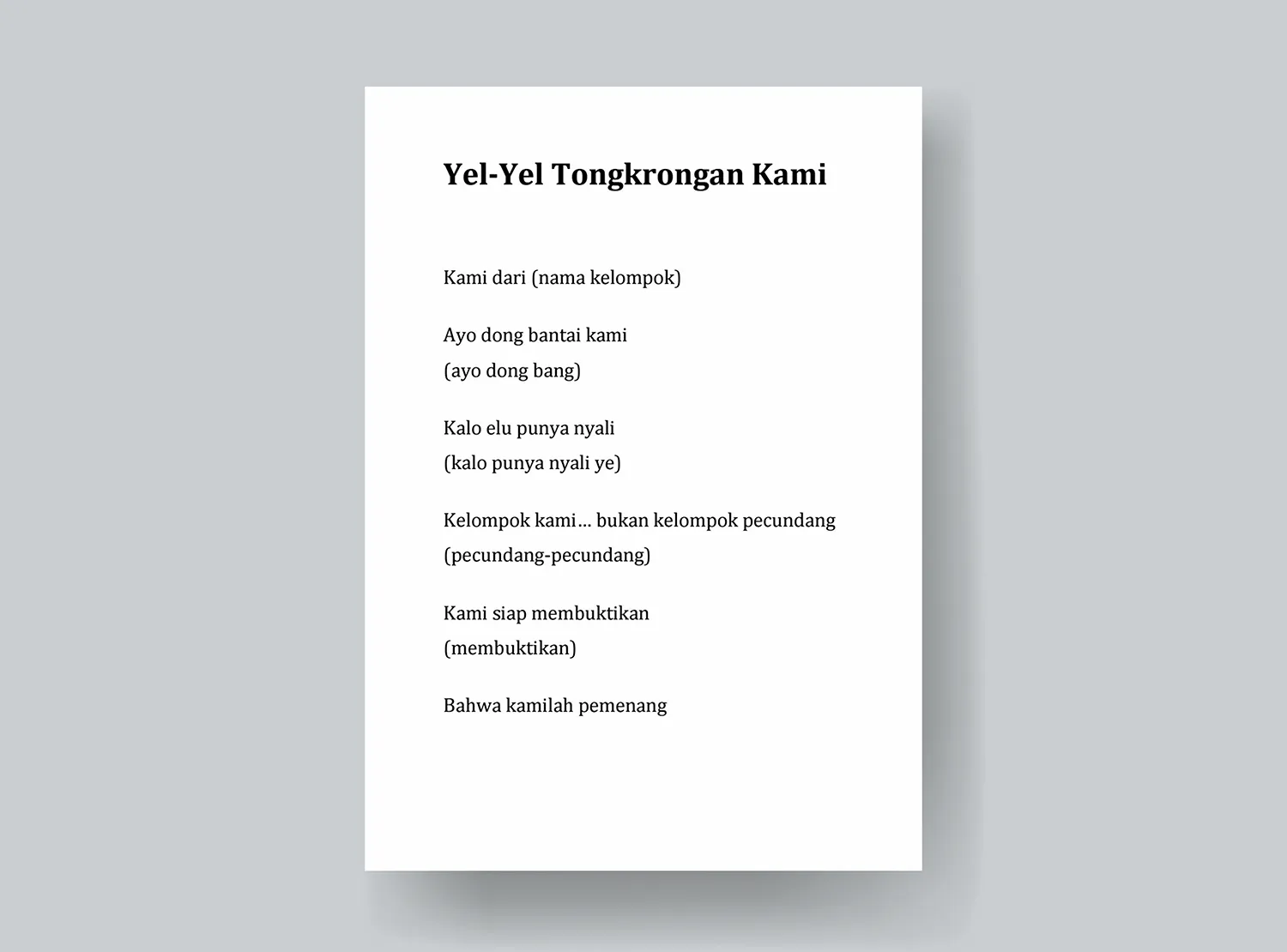 Contoh Yel-Yel MPLS - Tongkrongan Kami