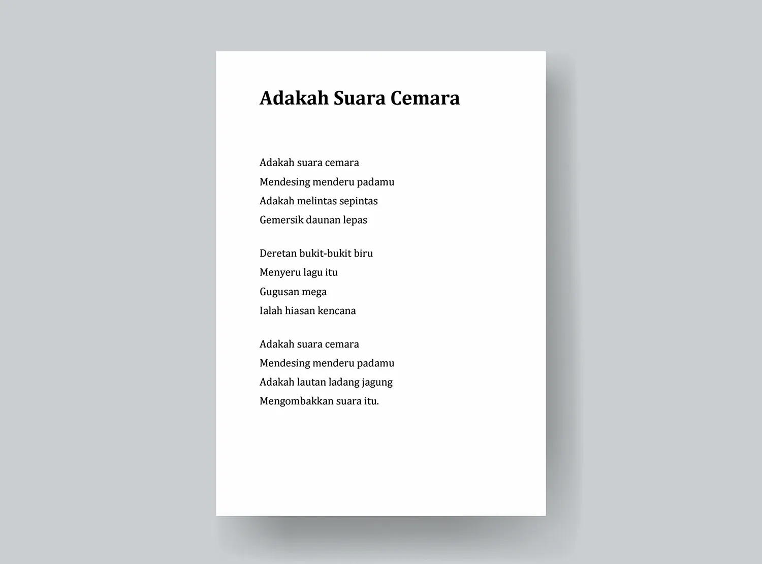 Puisi Tentang Adakah Suara Cemara