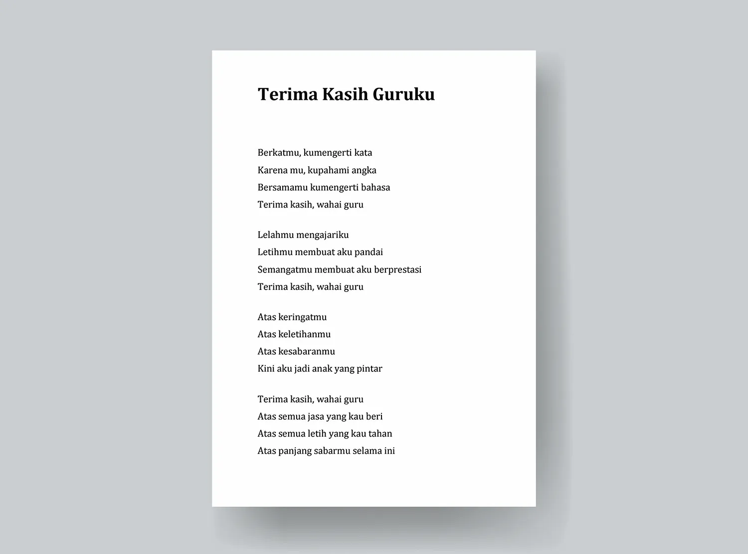 Puisi Tentang Guru - Terima Kasih Guruku