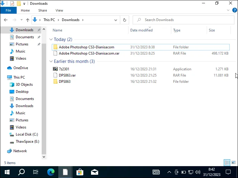 2. Hasil ekstrak file Adobe Photoshop CS3