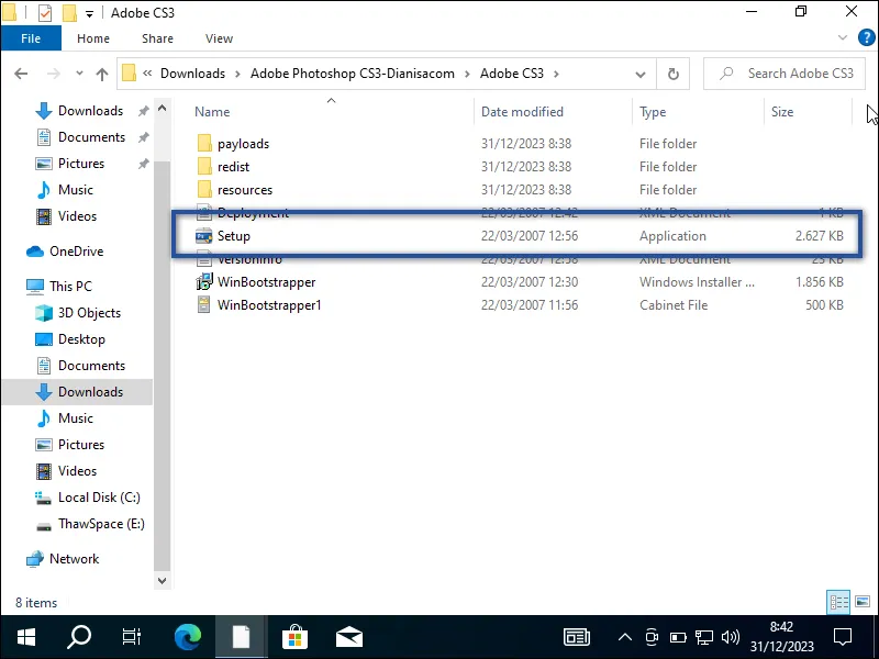 3-1. Buka folder instalasi Adobe Photoshop CS3
