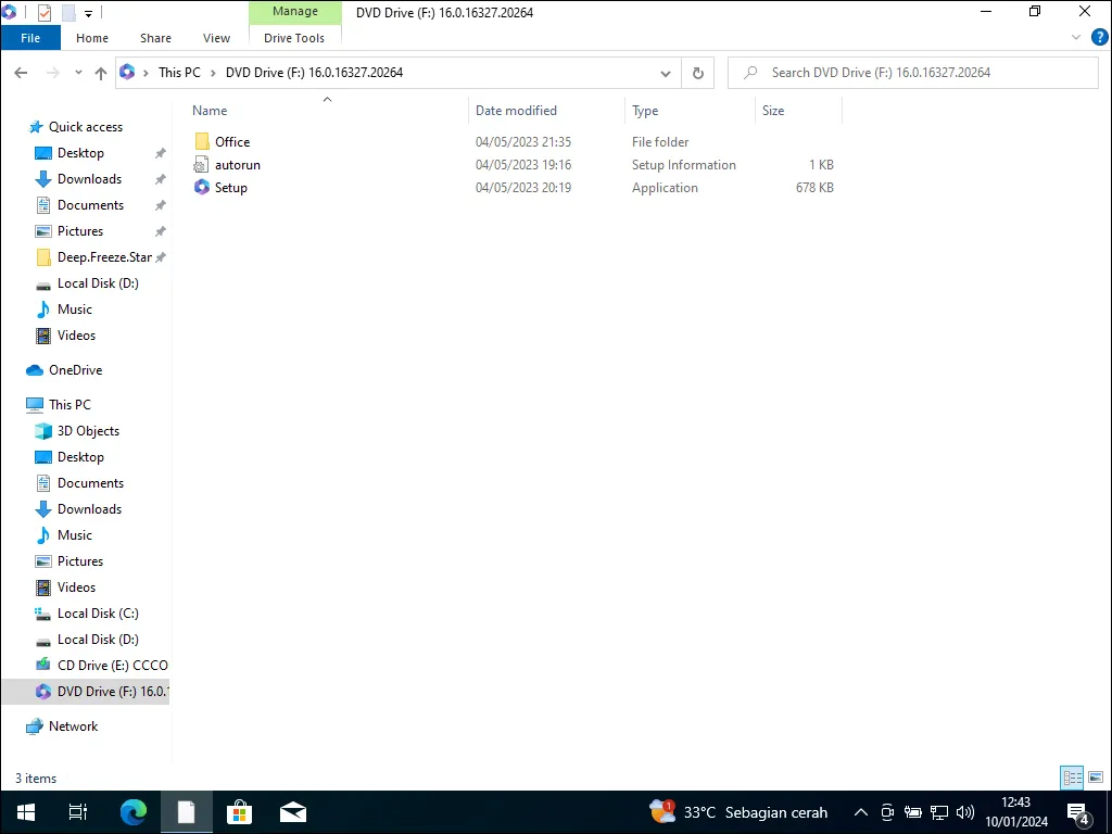 3. Hasil mounting installer Microsoft 365