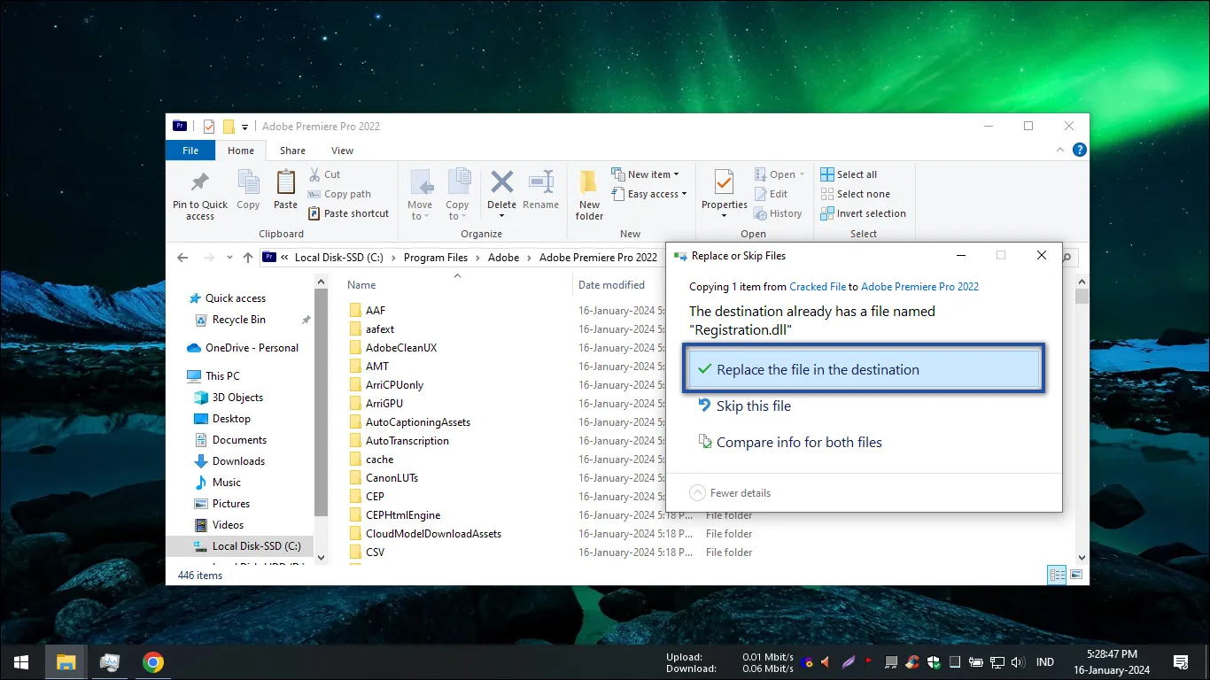 3. Proses replace file aktivasi Adobe Premiere Pro CC 2022