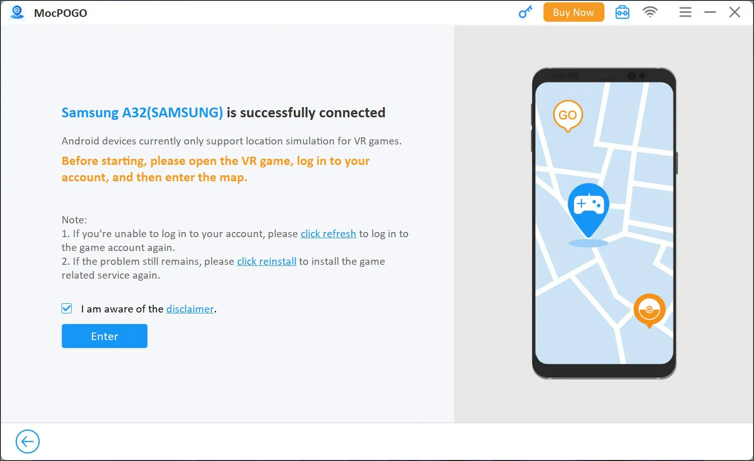 4-3. Keterangan berhasil terhubung MocPOGO di Android