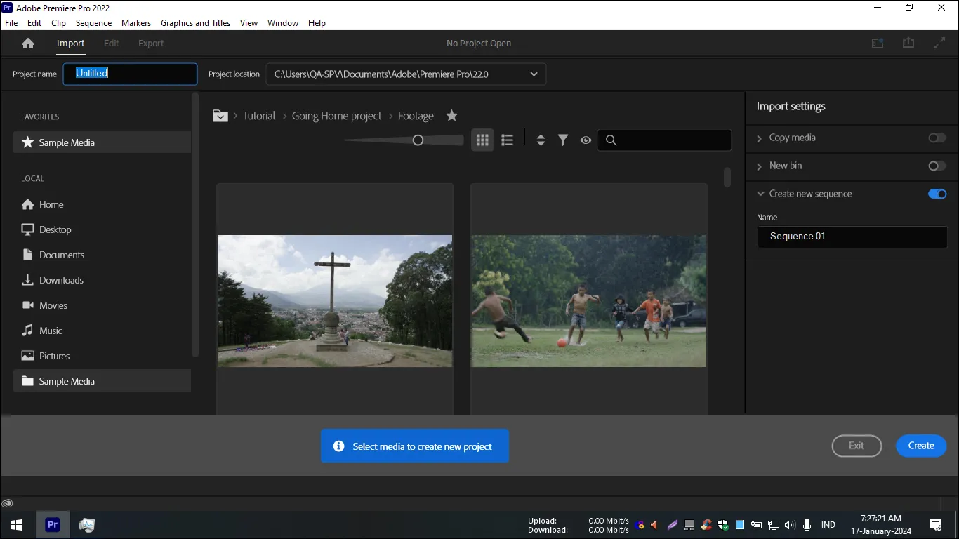 4. Tampilan Adobe Premiere Pro CC 2022