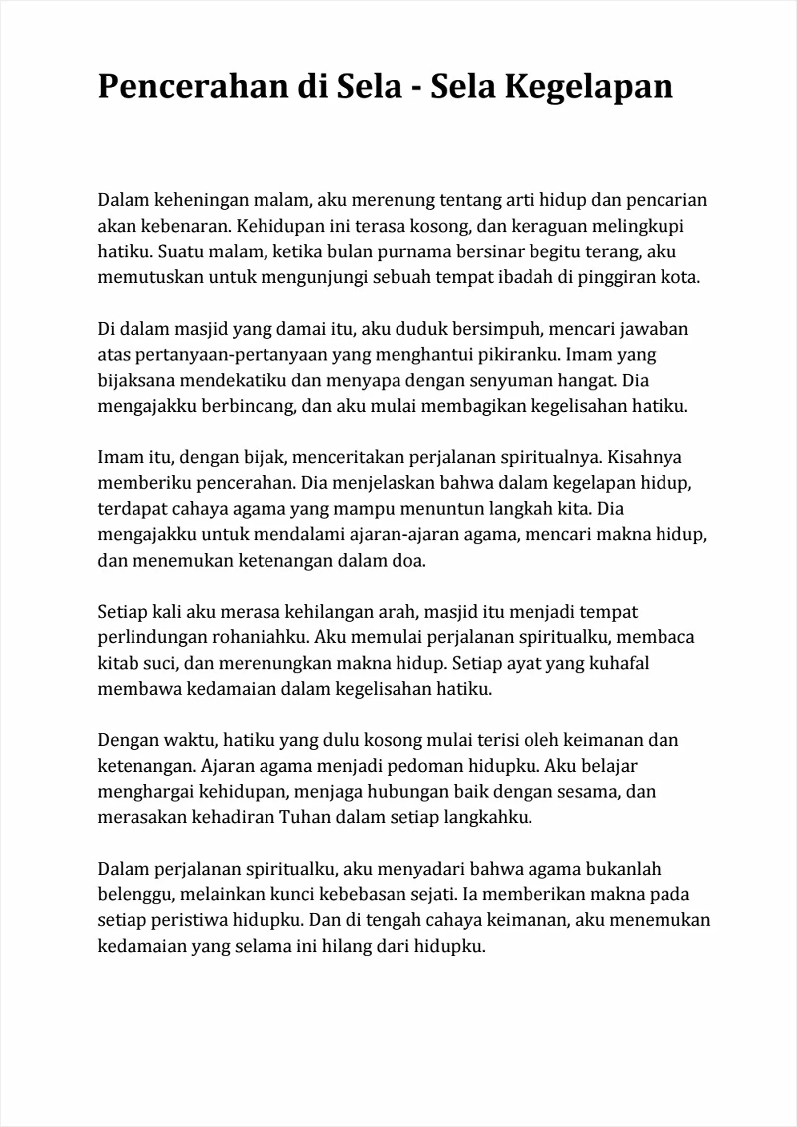 5. Contoh Cerita Diri Sendiri Tentang Agama