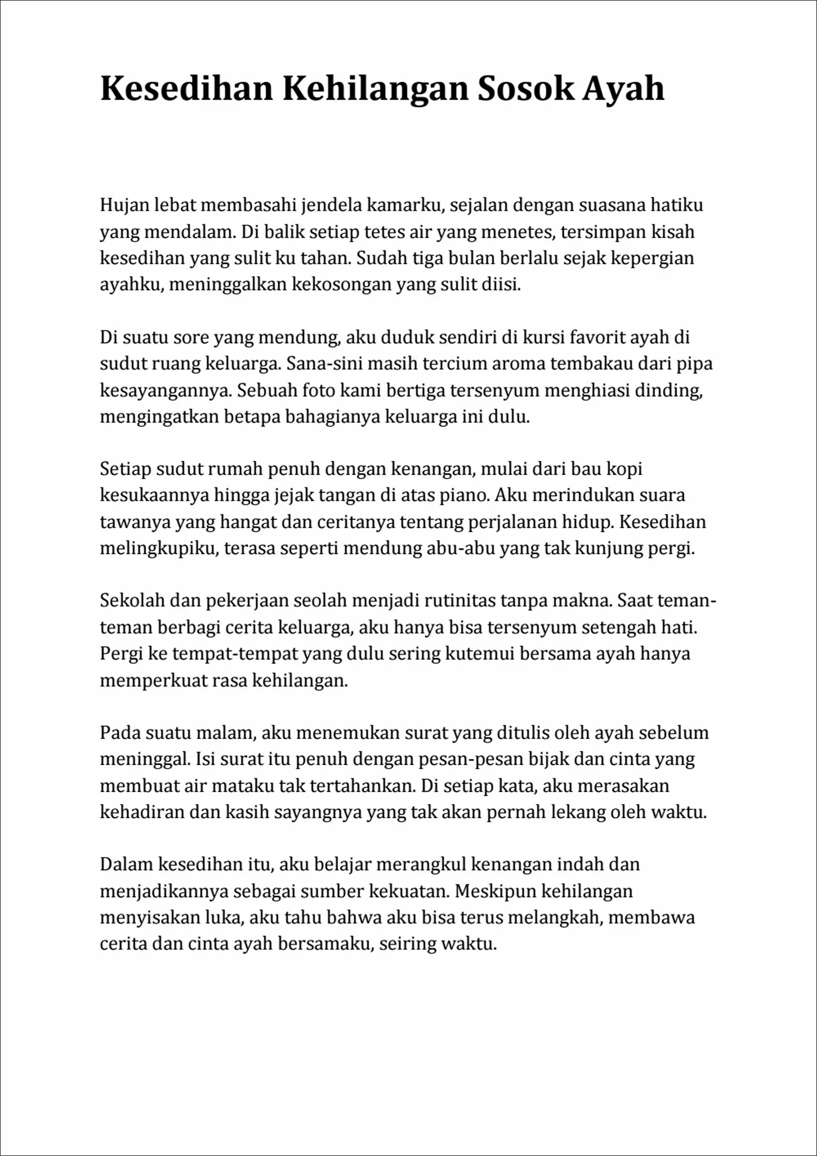 8. Contoh Cerita Pengalaman Pribadi Tema Kesedihan