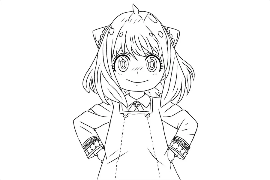 Gambar 01. Anya Forger tersenyum sambil Berkacak pinggang