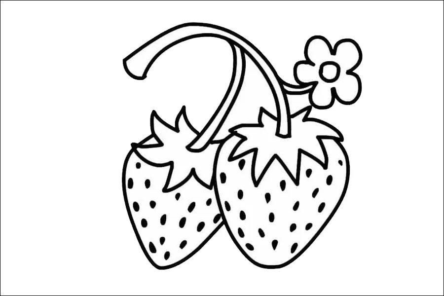 Gambar 01. Sketsa Buah Strawberry, Mudah Ditiru anak TK