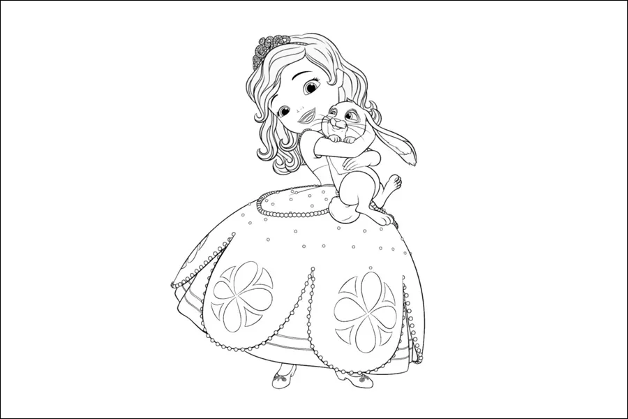 Gambar 02. Mewarnai Putri yang Memeluk Kelinci Peliharaannya