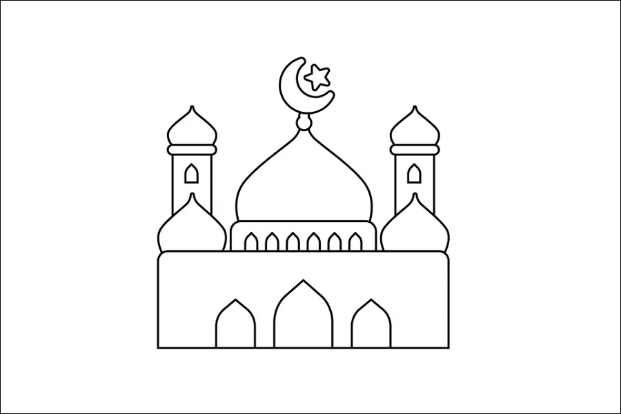 Gambar 03. Masjid Indah Simple, mudah digambar anak SD