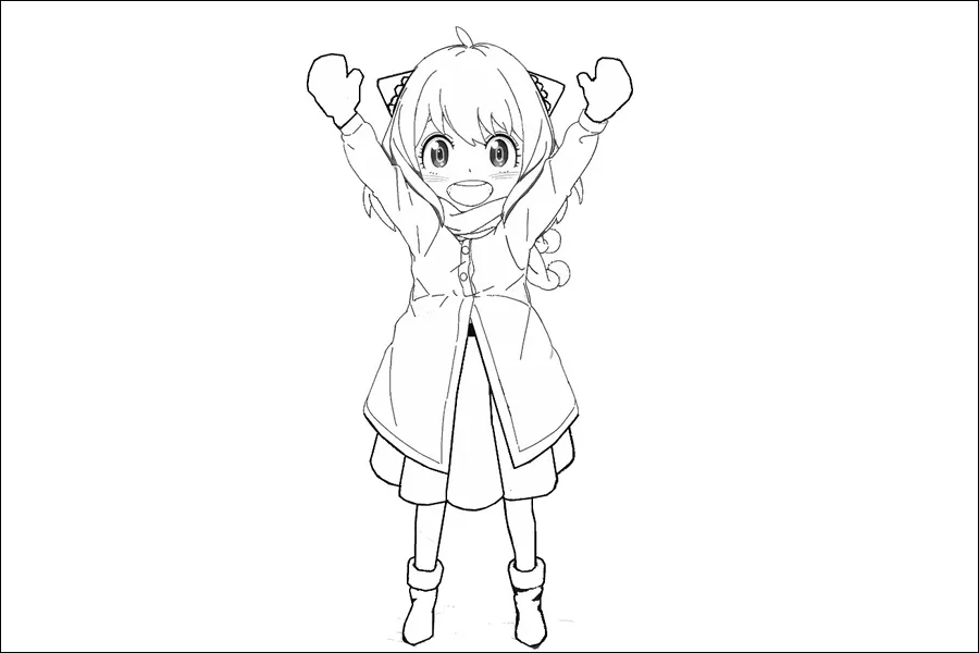 Gambar 04. Mewarnai Anya Forger, mudah untuk anak