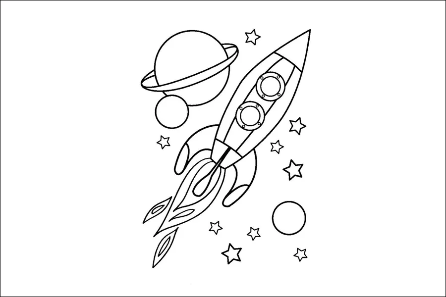 Gambar 06. Mewarnai Roket di Luar Angkasa
