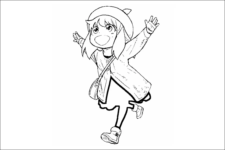 Gambar 07. Anya Forger berlari sambil merentangkan kedua tangan