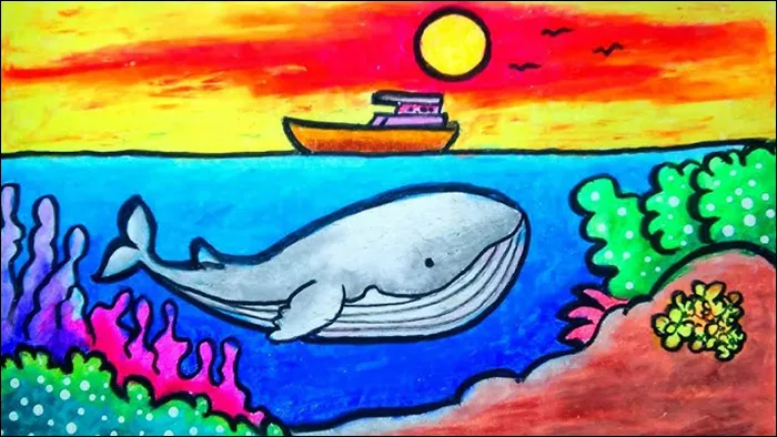 Gambar 07. Gambar Paus di Laut