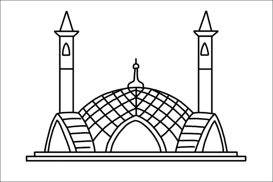 Gambar 07. Mewarnai Masjid Kubah dengan Menara