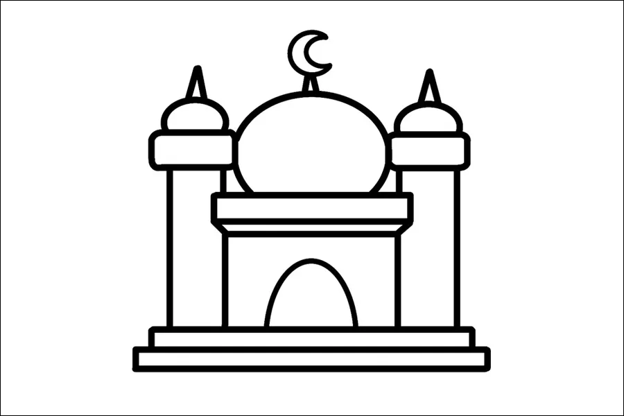 Gambar 09. Mewarnai Gambar Masjid untuk Anak TK