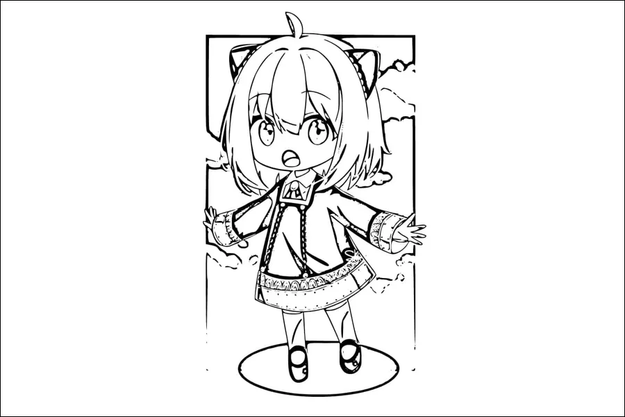 Gambar 10. Anya Forger Chibi merentangkan tangan