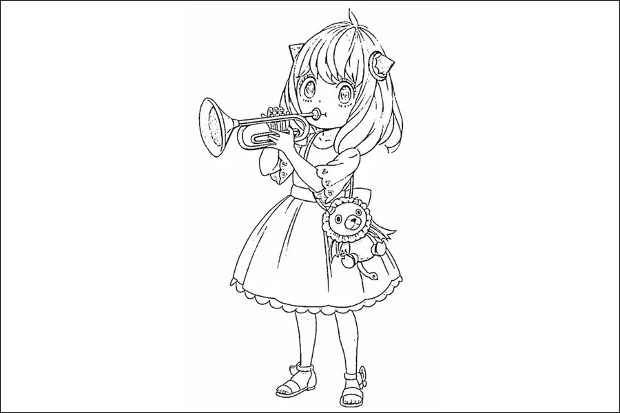 Gambar 16. Anya Forger meniup terompet