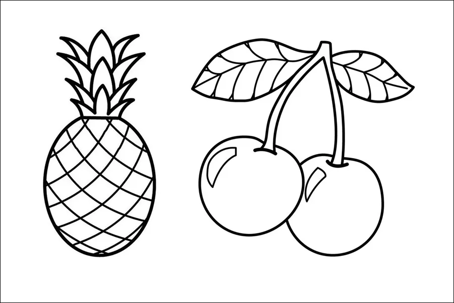 Gambar 16. Mewarnai Buah Nanas dan Cherry