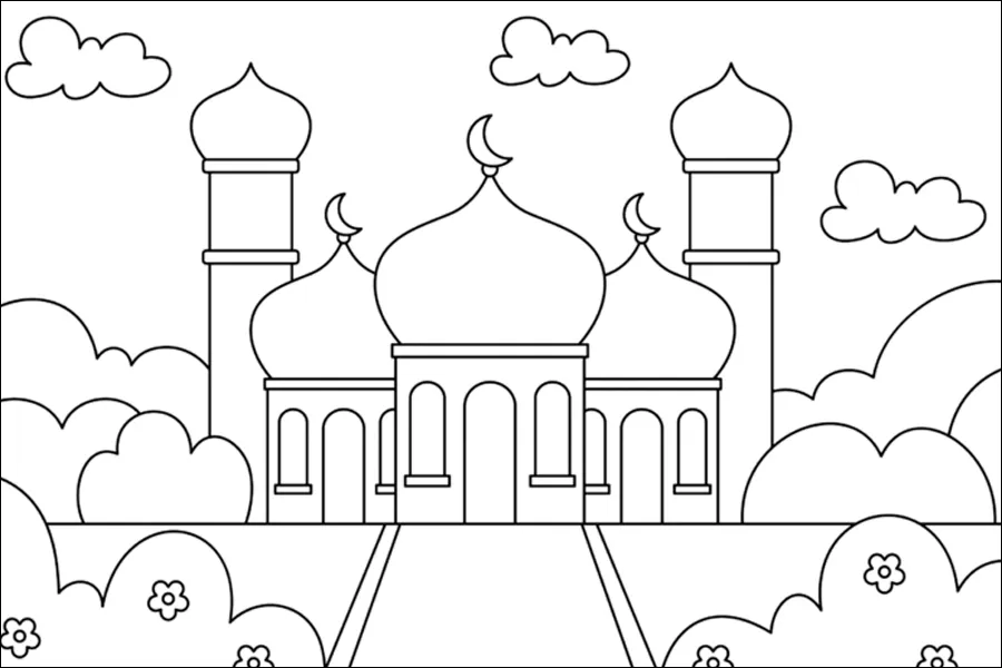 Gambar 16. Mewarnai Masjid Indah di tengah Hari yang Cerah