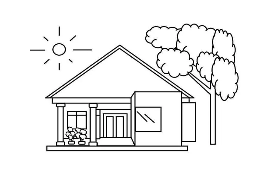 Gambar 20. Mewarnai Rumah dari Pekarangan Depan